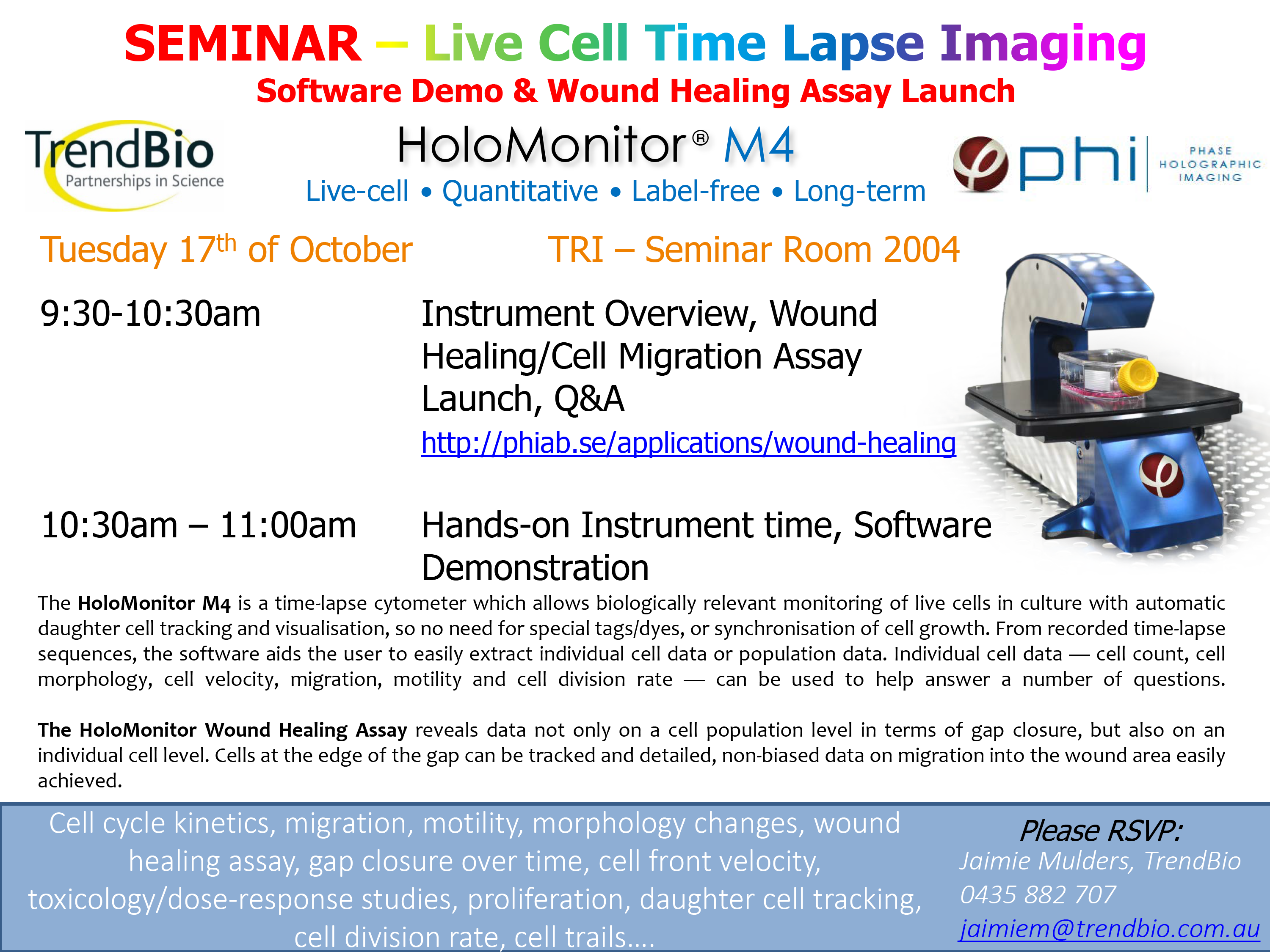 TrendBio Software Demo & Wound Healing Assay Launch | Translational  Research Institute